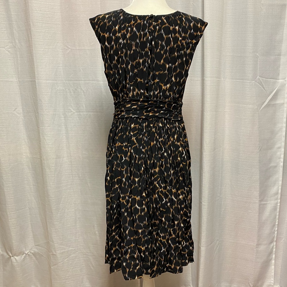 Boden Selina Black Brown Dress Flare Animal Print | size 8